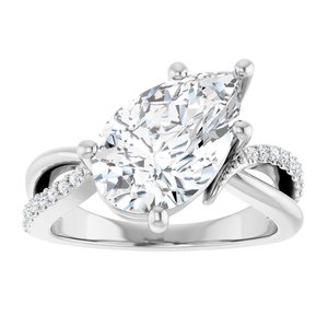 14K White Gold 13x8 mm Pear Ring Mounting – image 5