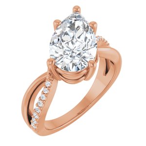 10K Rose Gold 13x8 mm Pear Ring Mounting