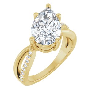 10K Yellow Gold 13x8 mm Pear Ring Mounting
