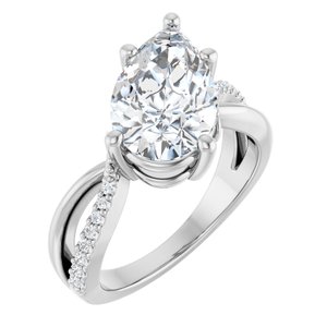 14K X1 White Gold 13x8 mm Pear Ring Mounting