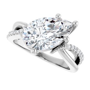 14K X1 White Gold 13x8 mm Pear Ring Mounting – image 8