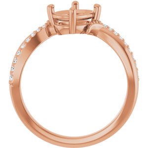 14K Rose Gold 8x6 mm Oval 1/10 CTW Lab-Grown Diamond Semi-Set Ring – image 4