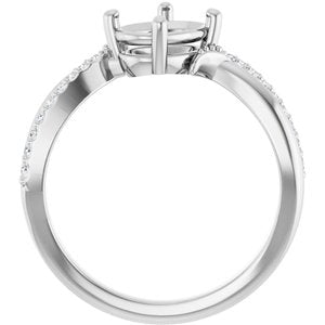 Sterling Silver 8x6 mm Oval 1/10 CTW Lab-Grown Diamond Semi-Set Ring – image 4