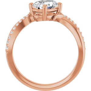 14K Rose Gold 8x6 mm Oval 1/10 CTW Natural Diamond Semi-Set Ring – image 3