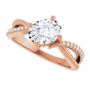14K Rose Gold 8x6 mm Oval 1/10 CTW Lab-Grown Diamond Semi-Set Ring – image 8