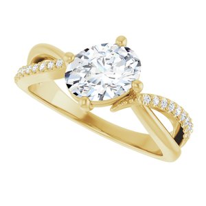 14K Yellow Gold 8x6 mm Oval 1/10 CTW Natural Diamond Semi-Set Ring – image 8