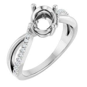 Sterling Silver 8x6 mm Oval 1/10 CTW Lab-Grown Diamond Semi-Set Ring – image 2