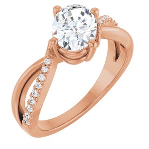 18K Rose Gold 8x6 mm Oval Ring Mounting