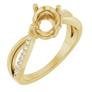 14K Yellow Gold 8x6 mm Oval 1/10 CTW Lab-Grown Diamond Semi-Set Ring – image 2