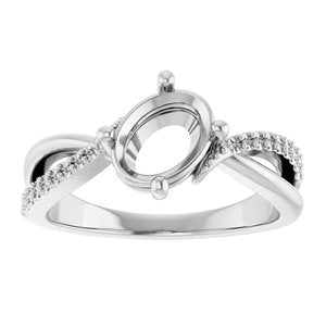18K White Gold 8x6 mm Oval Ring Mounting – image 6