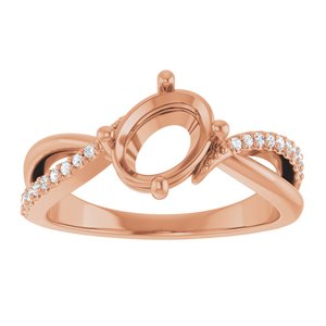 14K Rose Gold 8x6 mm Oval 1/10 CTW Natural Diamond Semi-Set Ring – image 6