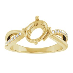 14K Yellow Gold 8x6 mm Oval 1/10 CTW Natural Diamond Semi-Set Ring – image 6