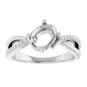 Sterling Silver 8x6 mm Oval 1/10 CTW Natural Diamond Semi-Set Ring – image 6