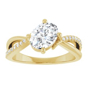14K Yellow Gold 8x6 mm Oval 1/10 CTW Lab-Grown Diamond Semi-Set Ring – image 5