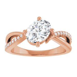 14K Rose Gold 8x6 mm Oval 1/10 CTW Natural Diamond Semi-Set Ring – image 5