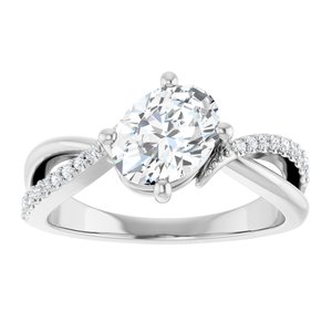 Sterling Silver 8x6 mm Oval 1/10 CTW Natural Diamond Semi-Set Ring – image 5