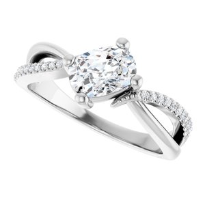 14K White Gold 7x5 mm Elongated Cushion Ring Mounting – image 8