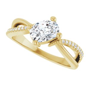 10K Yellow Gold 7x5 mm Elongated Cushion Ring Mounting – image 8