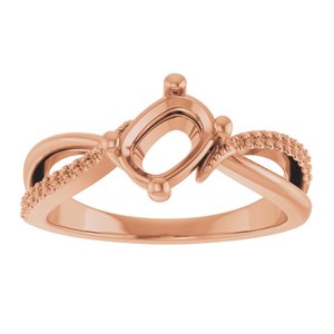 10K Rose Gold 7x5 mm Elongated Cushion Ring Mounting – image 6