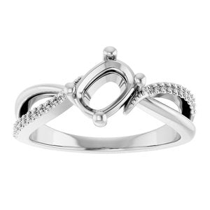 Sterling Silver 7x5 mm Elongated Cushion Ring Mounting – image 6