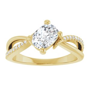 18K Yellow Gold 7x5 mm Elongated Cushion Ring Mounting – image 5