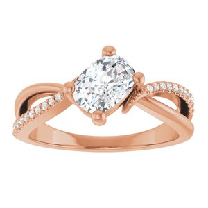 18K Rose Gold 7x5 mm Elongated Cushion Ring Mounting – image 5