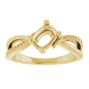 18K Yellow Gold 7x5 mm Elongated Cushion Ring Mounting – image 6