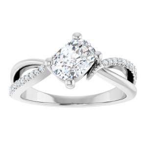 14K X1 White Gold 7x5 mm Elongated Cushion Ring Mounting – image 5