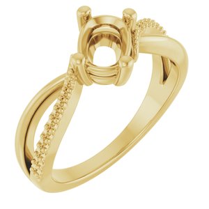 18K Yellow Gold 7x5 mm Elongated Cushion Ring Mounting – image 2