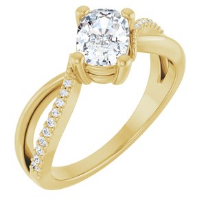10K Yellow Gold 7x5 mm Elongated Cushion Ring Mounting
