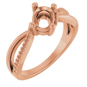 18K Rose Gold 7x5 mm Elongated Cushion Ring Mounting – image 2