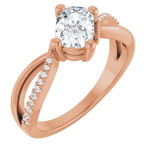 10K Rose Gold 7x5 mm Elongated Cushion Ring Mounting