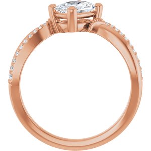 10K Rose Gold 7x5 mm Elongated Cushion Ring Mounting – image 3