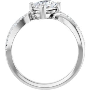 18K White Gold 7x5 mm Elongated Cushion Ring Mounting – image 3