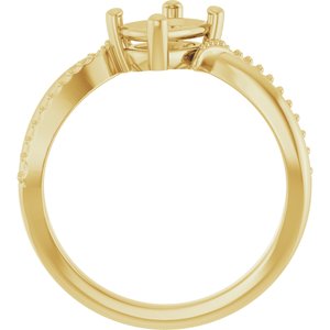 18K Yellow Gold 7x5 mm Elongated Cushion Ring Mounting – image 4