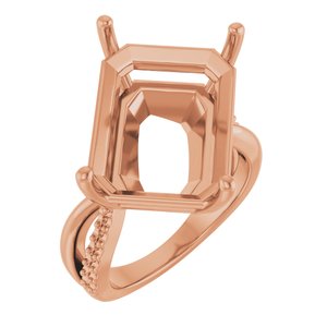 18K Rose Gold 18x13 mm Emerald Ring Mounting – image 2