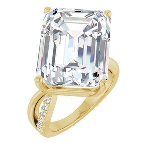 14K Yellow Gold 18x13 mm Emerald Ring Mounting