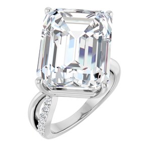 Platinum 18x13 mm Emerald Ring Mounting