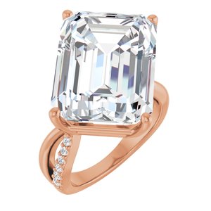 10K Rose Gold 18x13 mm Emerald Ring Mounting