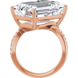 10K Rose Gold 18x13 mm Emerald Ring Mounting – image 3