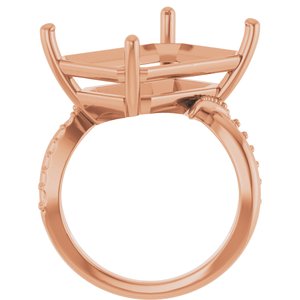 18K Rose Gold 18x13 mm Emerald Ring Mounting – image 4