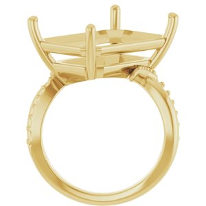 10K Yellow Gold 18x13 mm Emerald Ring Mounting – image 4