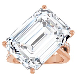 10K Rose Gold 18x13 mm Emerald Ring Mounting – image 5