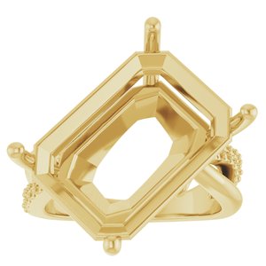 10K Yellow Gold 18x13 mm Emerald Ring Mounting – image 6