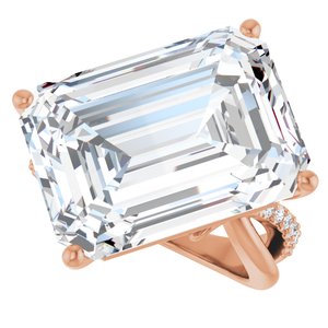 18K Rose Gold 18x13 mm Emerald Ring Mounting – image 8