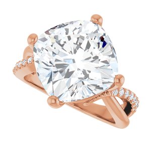 18K Rose Gold 12x12 mm Cushion Ring Mounting – image 8