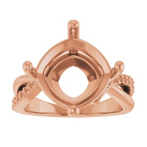 14K Rose Gold 12x12 mm Cushion Ring Mounting – image 6