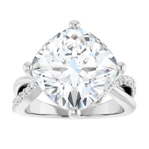 10K White Gold 12x12 mm Cushion Ring Mounting – image 5