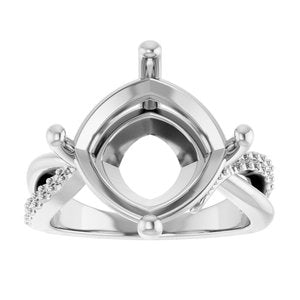 10K White Gold 12x12 mm Cushion Ring Mounting – image 6