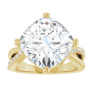 18K Yellow Gold 12x12 mm Cushion Ring Mounting – image 5